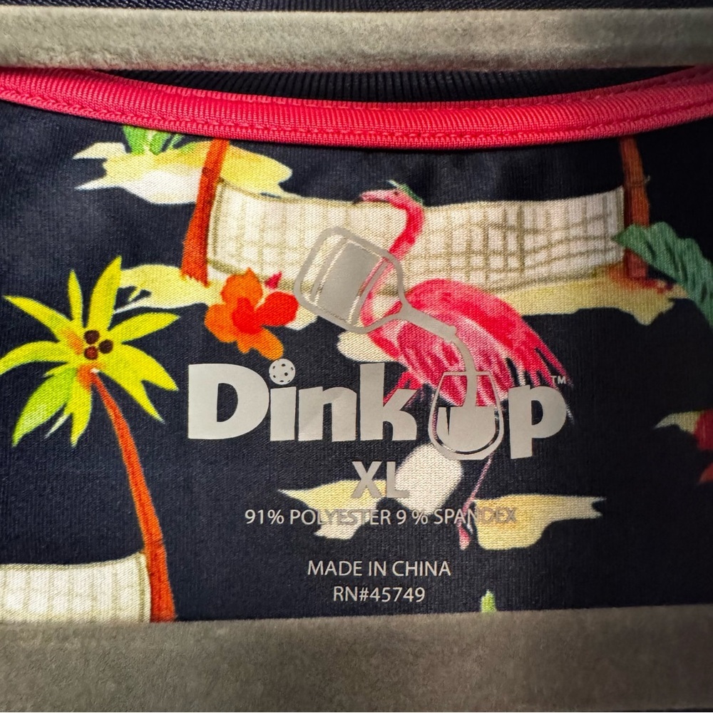 Dink Up Flamingo print novelty blue polo tank sporty tennis size XL ladies - Picture 5 of 6